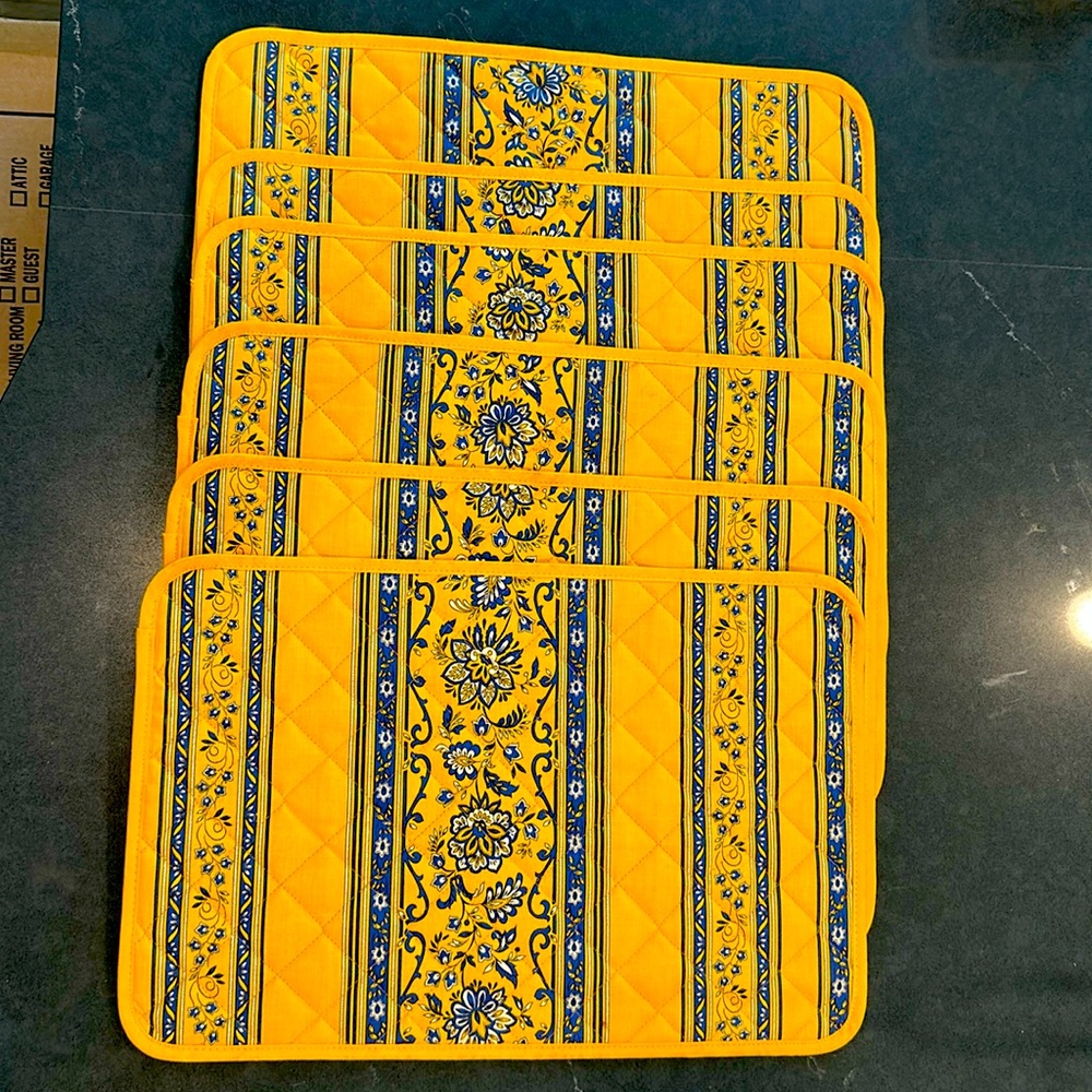 Yellow and Blue Floral Placemats from Provence